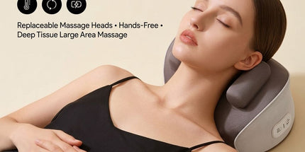 Wireless Neck and Shoulder Kneading Massage Pillow with Ergonomic Contour Design for Home Office and Full Body Relaxation (Taupe) Tyack eCommerce Solutions