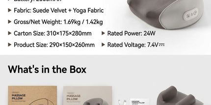 Wireless Neck and Shoulder Kneading Massage Pillow with Ergonomic Contour Design for Home Office and Full Body Relaxation (Taupe) Tyack eCommerce Solutions