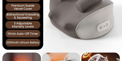 Wireless Neck and Shoulder Kneading Massage Pillow with Ergonomic Contour Design for Home Office and Full Body Relaxation (Taupe) Tyack eCommerce Solutions