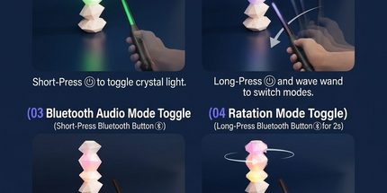 Magic Crystal Sound Lamp with RGB Music Rhythm, Bluetooth Speaker & Remote Control Wand – Ambient Night Light for Gaming Desk, Bedroom, and Home Décor (White)