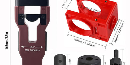 10-Piece Door Hinge and Lock Installation Kit with Adjustable Router Template, Hole Saw, Drill Bits and Driver Bits for Woodworking, Home Improvement and Interior Door Fitting Projects (Red) Tyack eCommerce Solutions