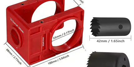 10-Piece Door Hinge and Lock Installation Kit with Adjustable Router Template, Hole Saw, Drill Bits and Driver Bits for Woodworking, Home Improvement and Interior Door Fitting Projects (Red) Tyack eCommerce Solutions