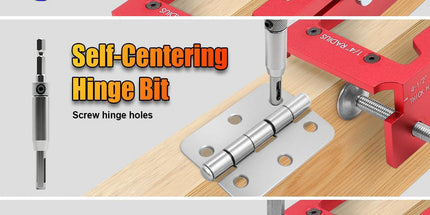 10-Piece Door Hinge and Lock Installation Kit with Adjustable Router Template, Hole Saw, Drill Bits and Driver Bits for Woodworking, Home Improvement and Interior Door Fitting Projects (Red) Tyack eCommerce Solutions