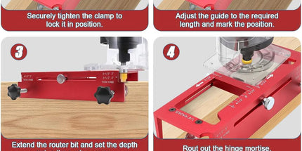 10-Piece Door Hinge and Lock Installation Kit with Adjustable Router Template, Hole Saw, Drill Bits and Driver Bits for Woodworking, Home Improvement and Interior Door Fitting Projects (Red) Tyack eCommerce Solutions
