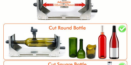 Multifunctional Glass Bottle Cutter with Hand Crank Wheel, Adjustable Stainless Steel Cutting Tool for DIY Crafting, Horizontal and Vertical Cutting of Round and Square Bottles up to 325mm, Ideal for Home Decor Projects (Silver) Tyack eCommerce Solutions