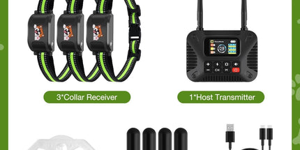 Wireless Dog Fence & Training System with 2.4GHz Remote Control, Adjustable Static Stimulation, Vibration and Beep Modes for 3 Pets, Waterproof Collar Receiver for Outdoor Yard Containment and Obedience Training (Black) Tyack eCommerce Solutions