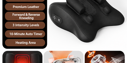 Wireless Neck Shoulder Massage Pillow with Heat, Ergonomic Shiatsu Kneading Cushion for Office Home Travel, Multi-Position Back Lumbar Leg Relaxation (Black) Tyack eCommerce Solutions