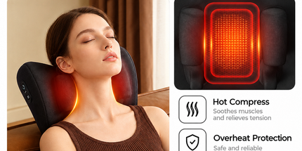 Wireless Neck Shoulder Massage Pillow with Heat, Ergonomic Shiatsu Kneading Cushion for Office Home Travel, Multi-Position Back Lumbar Leg Relaxation (Black) Tyack eCommerce Solutions