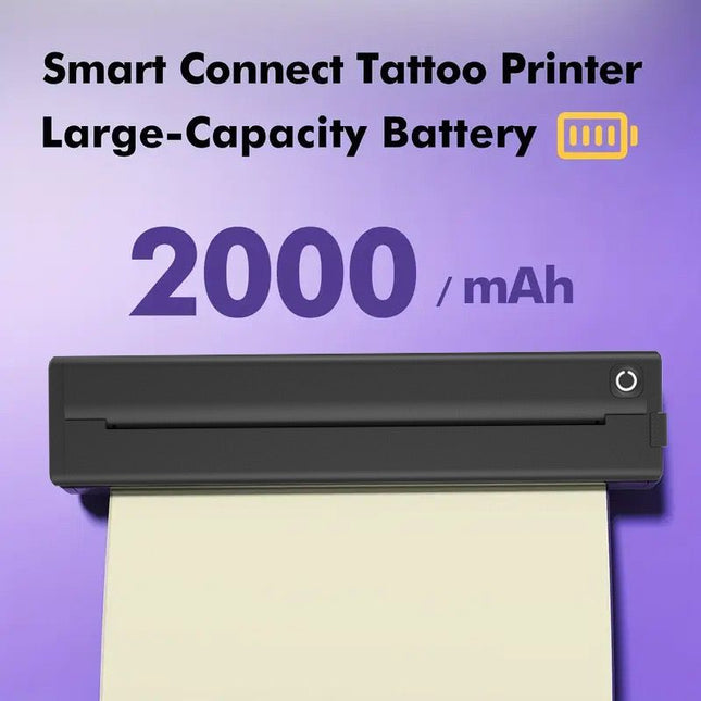 Portable A4 Thermal Printer with Bluetooth Wireless Connectivity, Inkless Printing for Home, Office, and Tattoo Transfer Use on Paper and Various Media (Black)