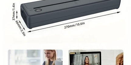 Portable A4 Thermal Printer with Bluetooth Wireless Connectivity, Inkless Printing for Home, Office, and Tattoo Transfer Use on Paper and Various Media (White)