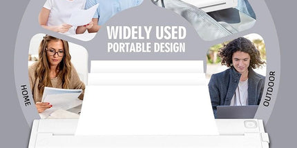 Portable A4 Thermal Printer with Bluetooth Wireless Connectivity, Inkless Printing for Home, Office, and Tattoo Transfer Use on Paper and Various Media (White)