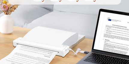 Portable A4 Thermal Printer with Bluetooth Wireless Connectivity, Inkless Printing for Home, Office, and Tattoo Transfer Use on Paper and Various Media (White)