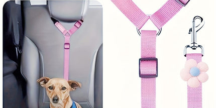 Dog Seat Belt for Car, Pet Car Safety Restraint with Adjustable Straps and Zinc Alloy Hook, Perfect for Securing Your Dog in Vehicle, Ideal Car Safety Strap for Small to Large Dogs, Great Christmas Gift for Pet Lovers (Pink)