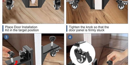 Adjustable Door Installation Roller Tool with 360° Swivel Brake Casters, U-Shaped Clamp for Heavy Wooden Door Lifting, Moving and Positioning During Indoor Setup (2PCS) Tyack eCommerce Solutions