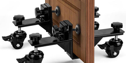 Adjustable Door Installation Roller Tool with 360° Swivel Brake Casters, U-Shaped Clamp for Heavy Wooden Door Lifting, Moving and Positioning During Indoor Setup (2PCS) Tyack eCommerce Solutions