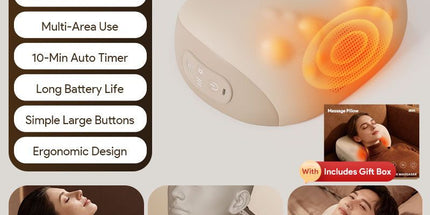 Multifunctional Neck Shoulder Massage Pillow with Heat Support for Home Relaxation, Ideal for Bed Sofa Lounging and Full Body Comfort (Beige) Tyack eCommerce Solutions