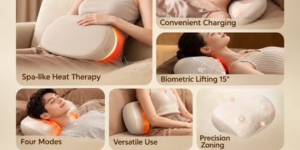Multifunctional Neck Shoulder Massage Pillow with Heat Support for Home Relaxation, Ideal for Bed Sofa Lounging and Full Body Comfort (Beige) Tyack eCommerce Solutions