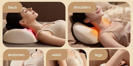 Multifunctional Neck Shoulder Massage Pillow with Heat Support for Home Relaxation, Ideal for Bed Sofa Lounging and Full Body Comfort (Beige) Tyack eCommerce Solutions