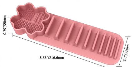 Multi-Functional Silicone Makeup Brush Holder and Cleaning Pad That Sticks to Mirrors, Tiles, and Smooth Surfaces for Quick Washing, Organized Storage, and No-Mess Drip-Drying Beauty Tools (Grey)
