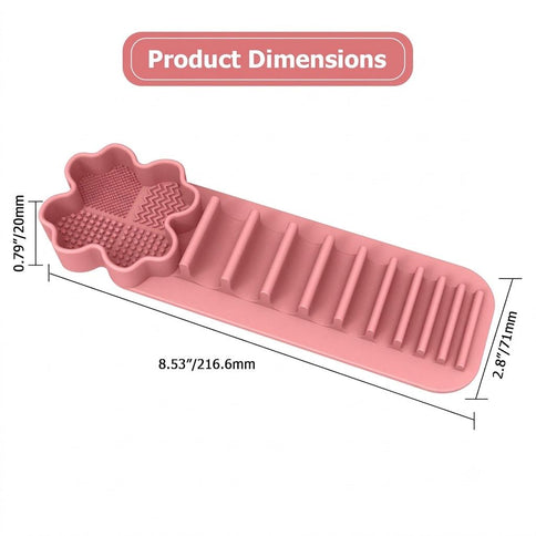 Multi-Functional Silicone Makeup Brush Holder and Cleaning Pad That Sticks to Mirrors, Tiles, and Smooth Surfaces for Quick Washing, Organized Storage, and No-Mess Drip-Drying Beauty Tools (Pink)