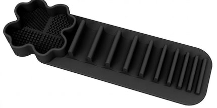 Multi-Functional Silicone Makeup Brush Holder and Cleaning Pad That Sticks to Mirrors, Tiles, and Smooth Surfaces for Quick Washing, Organized Storage, and No-Mess Drip-Drying Beauty Tools (White)