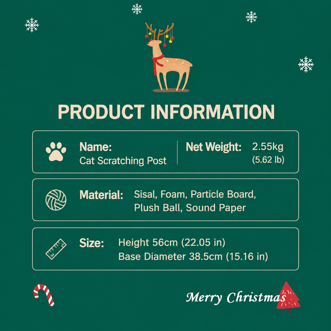 Delight Your Feline Friend with a Christmas Tree Cat Scratching Post – A Festive Conical Sisal Playground Complete with Plush Antlers, Whiskers, and a Sturdy Round Base, Perfect for Holiday Scratching, Climbing, and Home Decoration. (Red)