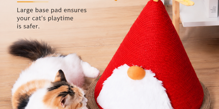 Delight Your Feline Friend with a Christmas Tree Cat Scratching Post – A Festive Conical Sisal Playground Complete with Plush Antlers, Whiskers, and a Sturdy Round Base, Perfect for Holiday Scratching, Climbing, and Home Decoration. (Red)