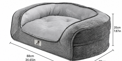 Plush Orthopedic Pet Sofa Bed with Bolstered Edges – Ultra-Soft Sponge Filled Luxury Dog and Cat Couch, Waterproof Inner Liner & Removable Washable Cover for Medium-Sized Pets Up to 35kg (Pink)