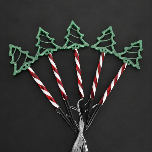 3pc Solar Christmas Tree Stake Lights White