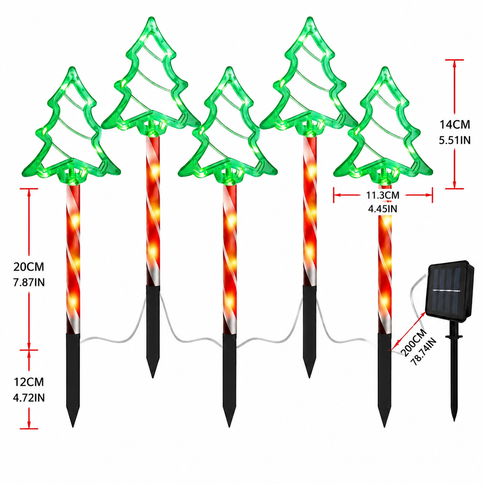 3pc Solar Christmas Tree Stake Lights White