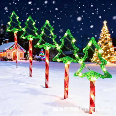 3pc Solar Christmas Tree Stake Lights White
