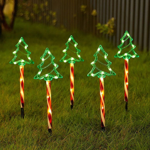 3pc Solar Christmas Tree Stake Lights White