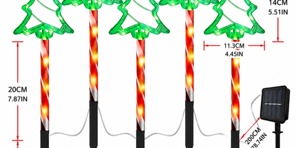 Solar-Powered Christmas Tree Stake Lights with Red-White Spiral Poles, Emitting a Warm White Glow - Perfect Outdoor Decoration for Garden, Lawn, Yard, Pathway, Snowy Landscape During the Holiday Season (Transparent, 3PCS)