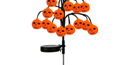 Bring Eerie Charm to Your Outdoor Space with Solar-Powered Halloween Stake Lights – Pumpkin, Skull, Spider & Pirate Motifs, 20 LED, Auto On/Off, Perfect for Garden Paths (Big-Eye Pumpkin, 3PCS)