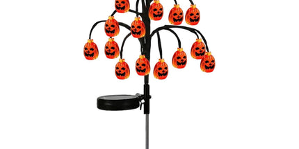 Bring Eerie Charm to Your Outdoor Space with Solar-Powered Halloween Stake Lights – Pumpkin, Skull, Spider & Pirate Motifs, 20 LED, Auto On/Off, Perfect for Garden Paths (Big-Eye Pumpkin, 3PCS)