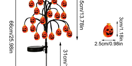 Bring Eerie Charm to Your Outdoor Space with Solar-Powered Halloween Stake Lights – Pumpkin, Skull, Spider & Pirate Motifs, 20 LED, Auto On/Off, Perfect for Garden Paths (Big-Eye Pumpkin, 3PCS)
