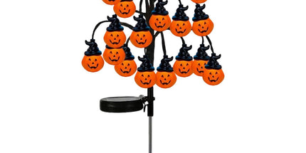 Bring Eerie Charm to Your Outdoor Space with Solar-Powered Halloween Stake Lights – Pumpkin, Skull, Spider & Pirate Motifs, 20 LED, Auto On/Off, Perfect for Garden Paths (Big-Eye Pumpkin, 3PCS)