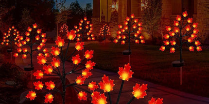 Transform Your Outdoor Space with Solar Maple Leaf Stake Lights – Charming Warm Pathway Decor with 20 LEDs Per Leaf, Auto On/Off, and IP65 Weatherproof Design for Gardens, Patios, and Camping Nights (3PCS, Large Maple Leaf)
