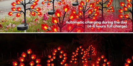 Transform Your Outdoor Space with Solar Maple Leaf Stake Lights – Charming Warm Pathway Decor with 20 LEDs Per Leaf, Auto On/Off, and IP65 Weatherproof Design for Gardens, Patios, and Camping Nights (3PCS, Large Maple Leaf)
