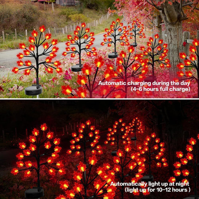 Transform Your Outdoor Space with Solar Maple Leaf Stake Lights – Charming Warm Pathway Decor with 20 LEDs Per Leaf, Auto On/Off, and IP65 Weatherproof Design for Gardens, Patios, and Camping Nights (3PCS, Large Maple Leaf)
