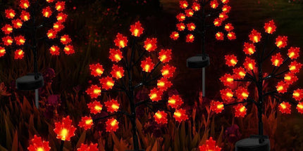 Transform Your Outdoor Space with Solar Maple Leaf Stake Lights – Charming Warm Pathway Decor with 20 LEDs Per Leaf, Auto On/Off, and IP65 Weatherproof Design for Gardens, Patios, and Camping Nights (3PCS, Large Maple Leaf)