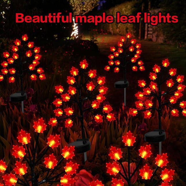 Transform Your Outdoor Space with Solar Maple Leaf Stake Lights – Charming Warm Pathway Decor with 20 LEDs Per Leaf, Auto On/Off, and IP65 Weatherproof Design for Gardens, Patios, and Camping Nights (3PCS, Large Maple Leaf)