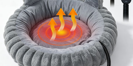USB-Powered Heated Pet Bed with Plush Fur, Adjustable Thermostat & Timer, Foldable Round Cat Cave for Small Dogs, Kittens, and Rabbits – Cozy Winter Warmth for Home, Floor, Bed, or Car Travel (Grey) Tyack eCommerce Solutions