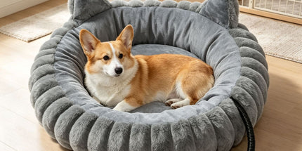 USB-Powered Heated Pet Bed with Plush Fur, Adjustable Thermostat & Timer, Foldable Round Cat Cave for Small Dogs, Kittens, and Rabbits – Cozy Winter Warmth for Home, Floor, Bed, or Car Travel (Grey) Tyack eCommerce Solutions