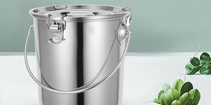 Stainless Steel Sealed Bucket Silver with Handle for Storage Tyack eCommerce Solutions