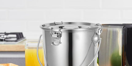 Stainless Steel Sealed Bucket Silver with Handle for Storage Tyack eCommerce Solutions