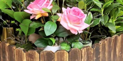 Garden Lawn Edging Fence Wood Coffee 1 Set Decorative Garden Border Natural Atmosphere Tyack eCommerce Solutions