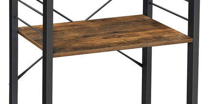 Kitchen Baker's Rack,  3-Tier Serving Cart with Metal Frame and 6 Hooks, Rustic Brown