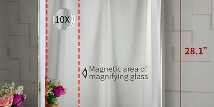 10x Magnification Mirror with Smart Touch Control and 3 Colors Dimmable Light for Bathroom and Bedroom  (71 x 57 cm)