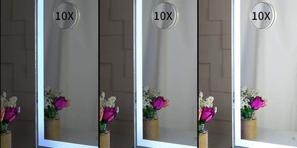 10x Magnification Mirror with Smart Touch Control and 3 Colors Dimmable Light for Bathroom and Bedroom  (71 x 57 cm)